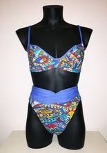 Load image into Gallery viewer, Mosaic Bikini Blue High Waisted